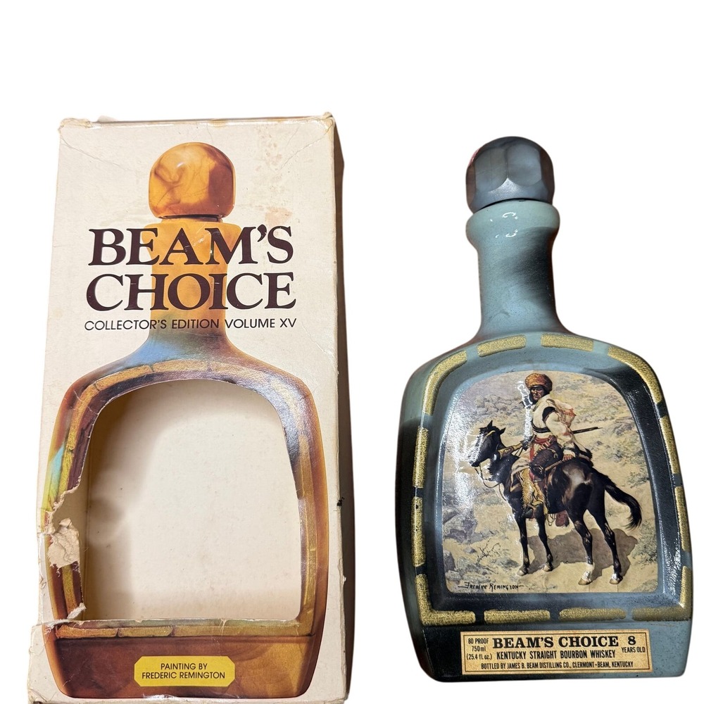 Jim Beam Decanter Bottle -choice cowboy‎ in BOX BEAMS Choice -bottle empty